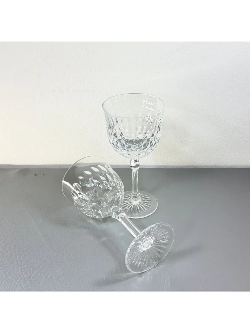 Vintage Josair German Cut Crystal Wine Glasses Set of 2 Lead Crystal Stemware